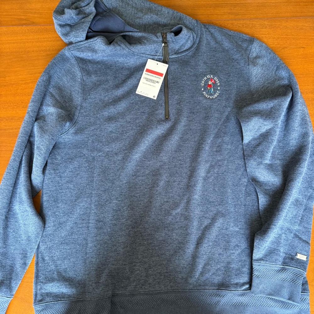 NWT Nike Dri-Fit Blue Heathered Half-Zip Hoodie US Open Pinehurst (Men’s Large)